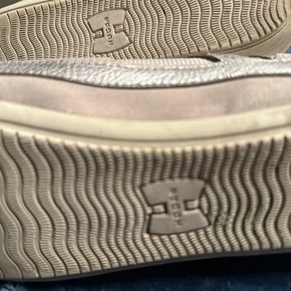 Hogan Women’s High-Top Sneakers 41 Beige-Grey Suede Silver Logo - Picture 11 of 13